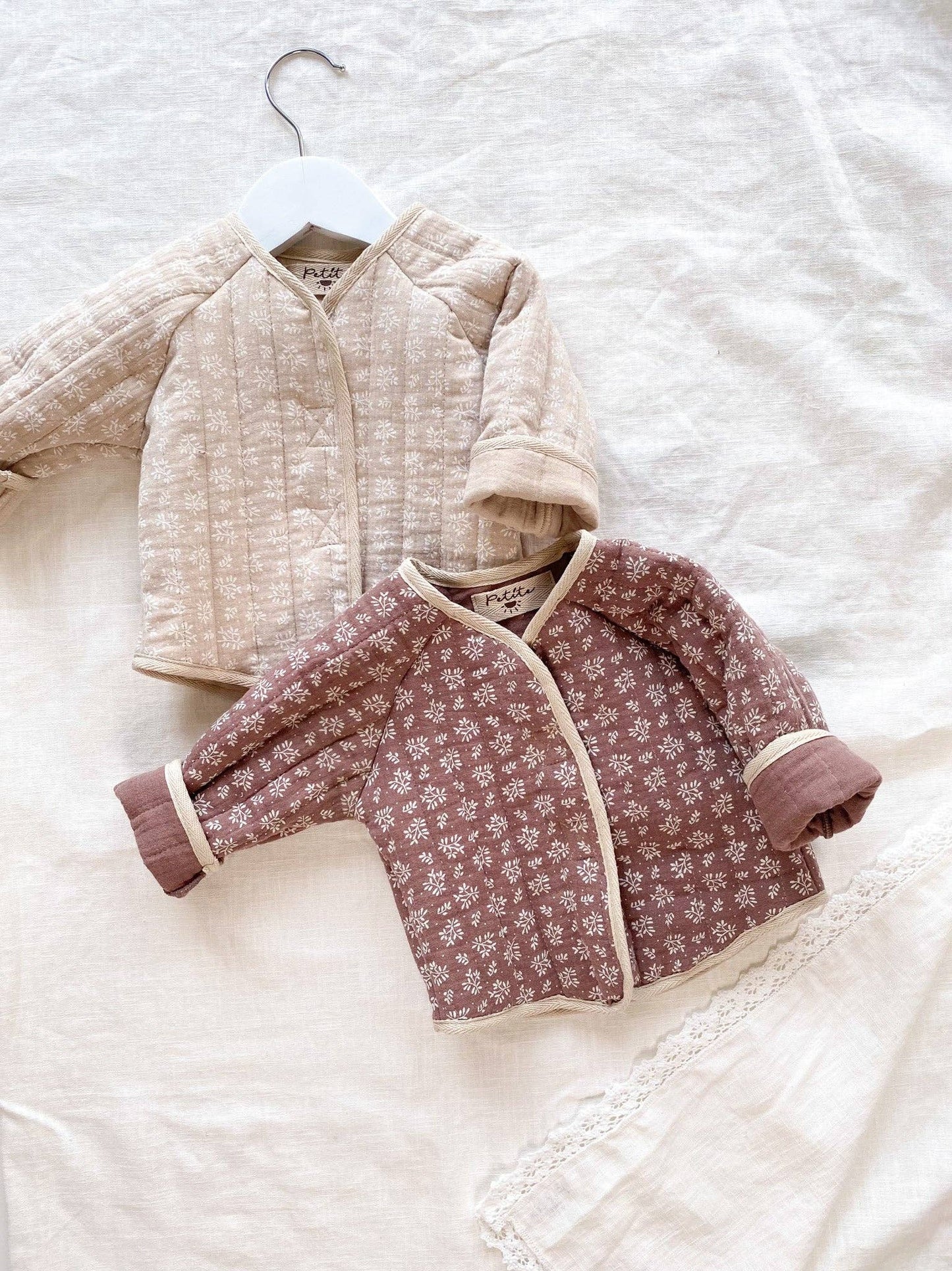 Baby & toddler quilted jacket - muslin branches